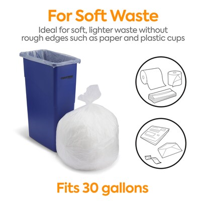 Coastwide Professional™ 30 Gallon Trash Bag, 30" x 37", High Density, 8 mic, Natural, 500 Bags/Box (CW57407)