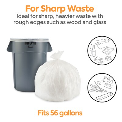 56 Gallon Clear Regular Duty Trash Bags - 0.7 Mil