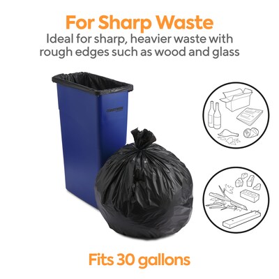 Coastwide Professional™ 20-30 Gallon Trash Bag, 30" x 36", Low Density, 1.35 mil, Black, 150 Bags/Box (CW21761)