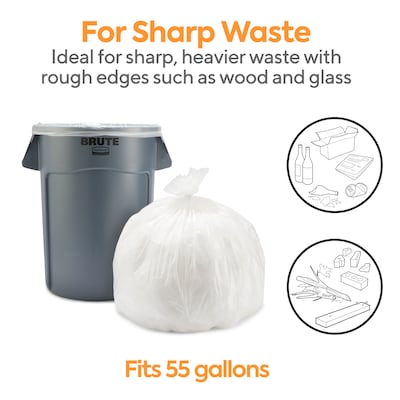 Coastwide Professional™ AccuFit 55 Gallon Trash Bag, 40" x 53", Low Density, 1.3 mil, Clear, 100 Bags/Box (CW25527)