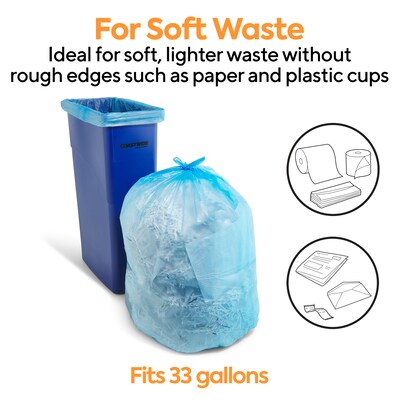 Coastwide Professional™ 33 Gallon Recycling Bags, High Density, 14 Mic., Blue, 250 Bags/Box (CW25529)