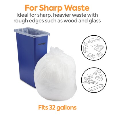 Coastwide Professional™ AccuFit 32 Gallon Trash Bag, 33" x 44", Low Density, 0.9 mil, Clear, 100 Bags/Box (CW57401)