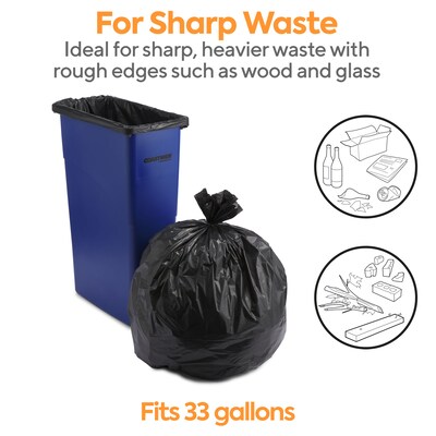 33 Gallon Trash Bags, 33 x 40, Black, 22MIC, 250 Per Case