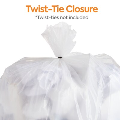 Coastwide Professional™ 4 Gallon Trash Bag, 17" x 17", Low Density, 0.35 mil, Clear, 1000 Bags/Box (CW22236)