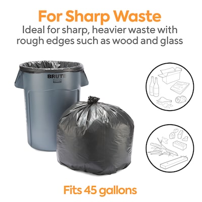 Coastwide Professional™ 40-45 Gallon Trash Bag, 40" x 46", Low Density, 1.3 mil, Black, 100 Bags/Box (CW22340)