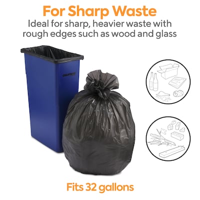 Coastwide Professional™ AccuFit 32 Gallon Trash Bag, 33" x 44", Low Density, 0.9 mil, Black, 100 Bags/Box (CW22751)