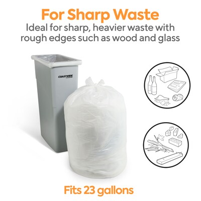 Coastwide Professional™ AccuFit 23 Gallon Trash Bag, 28" x 45", Low Density, 0.9 mil, Clear, 200 Bags/Box (CW22933)