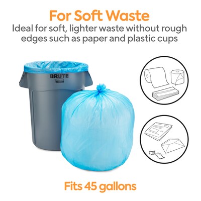 Coastwide Professional™ 40-45 Gallon Recycling Bags, High Density, 19 Mic., Blue, 200 Bags/Box (CW57402)
