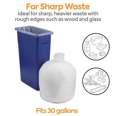 Coastwide Professional™ 20-30 Gallon Trash Bag, 30" x 36", Low Density, 0.65 mil, Clear, 250 Bags/Box (CW22338)