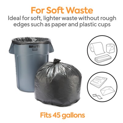 40-45 Gallon Trash Bags, (50 Bags W/Ties) Large Black Heavy Duty