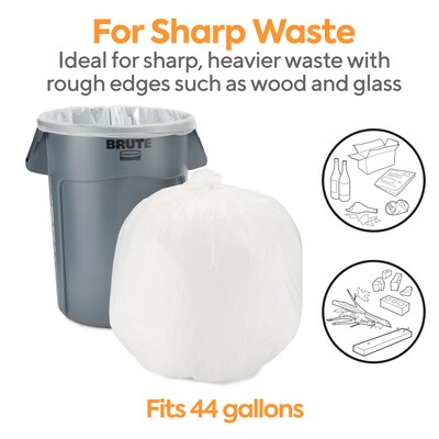 Coastwide Professional™ AccuFit 44 Gallon Trash Bag, 37" x 50", Low Density, 1.3 mil, Clear, 100 Bags/Box (CW25526)
