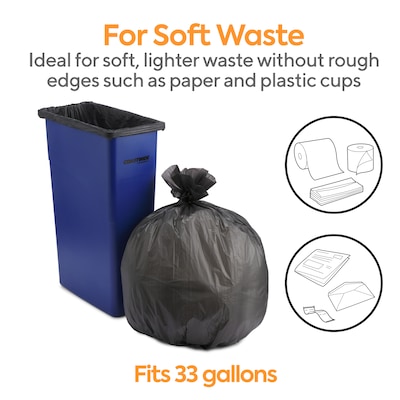 Coastwide Professional™ 30-33 Gallon Trash Bag, 33" x 40", High Density, 22 mic, Black, 200 Bags/Box (CW17969)