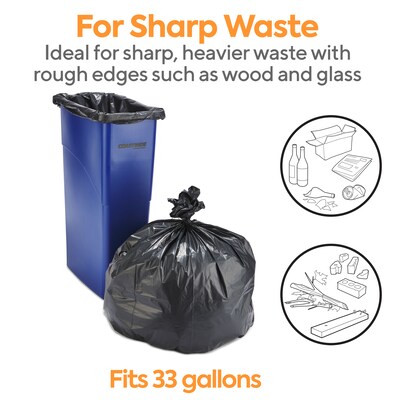 Coastwide Professional™ 30-33 Gallon Industrial Trash Bag, 33" x 39", Low Density, 2 mil, Black, 100 Bags/Box (CW57403/X6639QK)