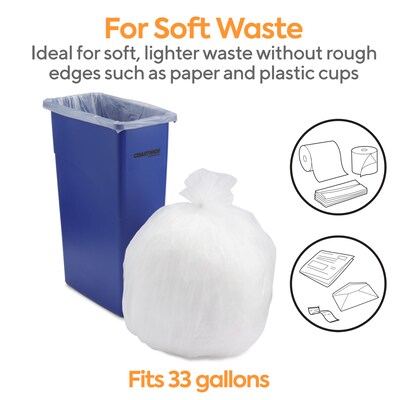 Coastwide Professional™ 30-33 Gallon Trash Bag, 33" x 40", High Density, 12 mic, Natural, 10 Rolls (CW18199)