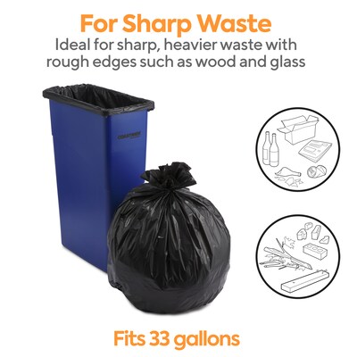 Coastwide Professional™ 30-33 Gallon Trash Bag, 33" x 39", Low Density, 1.35 mil, Black, 150 Bags/Box (CW18206)