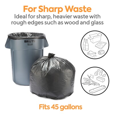 Coastwide Professional™ 40-45 Gallon Trash Bag, 40" x 46", Low Density, 1.8 mil, Black, 100 Bags/Box (CW18208)