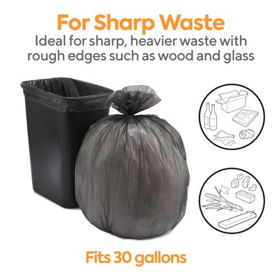 13 Gallon Garbage Bags, Drawstring :Clear, 1 mil, 24x31, 250 Bags.