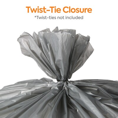 Coastwide Professional™ 30-33 Gallon Trash Bag, 33" x 40", Low Density, 1.5 mil, Silver, 100 Bags/Box (CW18186)