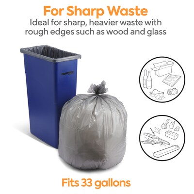 Coastwide Professional™ 30-33 Gallon Trash Bag, 33" x 40", Low Density, 1.5 mil, Silver, 100 Bags/Box (CW18186)