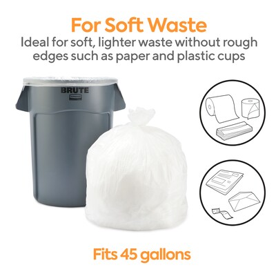 Coastwide Professional™ 40-45 Gallon Trash Bag, 40" x 48", High Density, 12 mic, Natural, 250 Bags/Box (CW18203)
