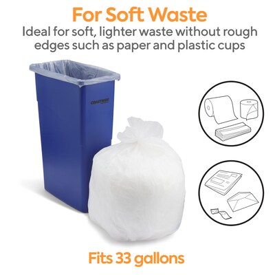 Coastwide Professional™ 30-33 Gallon Trash Bag, 33" x 40", High Density, 16 mic, Natural, 250 Bags/Box (CW18200)