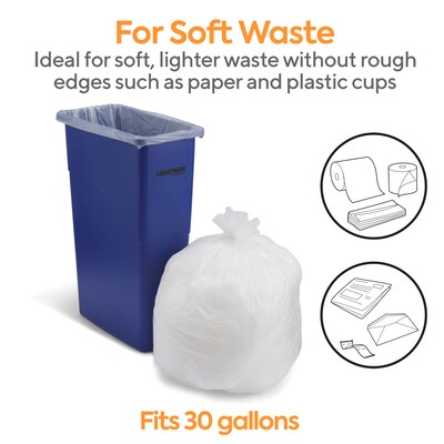 Coastwide Professional™ 20-30 Gallon Trash Bag, 30" x 37", High Density, 10 mic, Natural, 500 Bags/Box (CW18197)