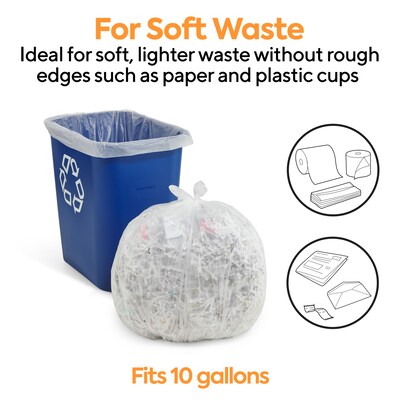 Coastwide Professional™ 10 Gallon Trash Bag, 24" x 24", High Density, 6 mic, Natural, 1000 Bags/Box (CW18195)