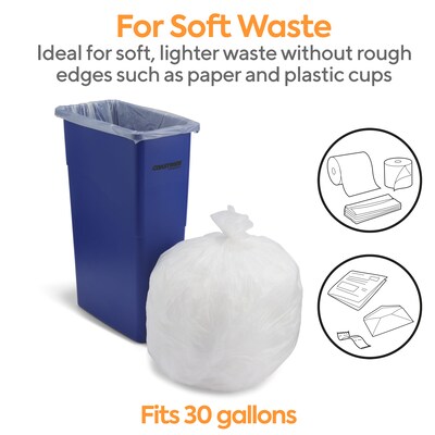 Coastwide Professional™ 20-30 Gallon Trash Bag, 30" x 37", High Density, 16 mic, Natural, 250 Bags/Box (CW19246)