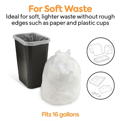 Coastwide Professional™ 12-16 Gallon Trash Bag, 24" x 33", High Density, 8 mic, Natural, 1000 Bags/Box (CW19243)
