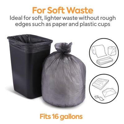 Coastwide Professional™ 12-16 Gallon Trash Bag, 24" x 33", High Density, 8 mic, Black, 1000 Bags/Box (CW50709)