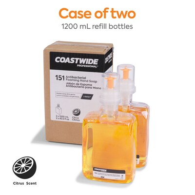 Coastwide Professional J-Series Antibacterial Foaming Hand Soap, Citrus, 1200 mL, 2/Carton (CWJSR-CIT)