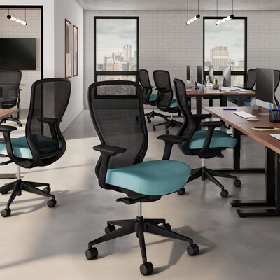 Union & Scale™ Workplace2.0™ Ayalon Mesh Back Fabric Task Chair, Black/Teal (UN59410)