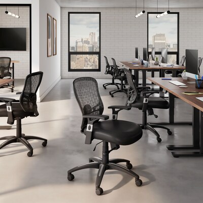 Quill Brand® Corvair Mesh Back Luxura Faux Leather Computer and Desk Chair, Black (23097)