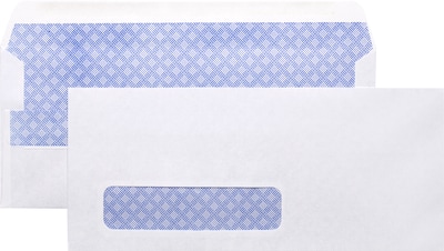 Quill Brand Self Seal Security Tinted #10 Left Window Envelope, 4 1/8" x 9 1/2", White Wove, 500/Box (3016452)