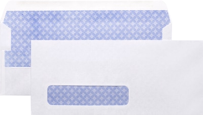 Quill Brand Self Seal Security Tinted #10 Left Window Envelope, 4 1/8 x 9 1/2, White Wove, 500/Box