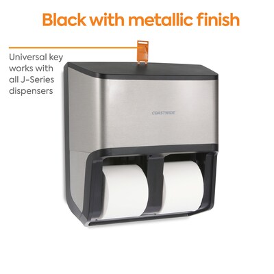 Coastwide Professional™ J-Series Quad Bath Tissue Dispenser, Black/Metallic (CWJ4BT-S)