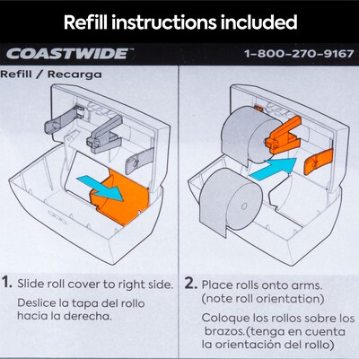 Coastwide Professional™ J-Series Duo Bath Tissue Dispenser, Black/Metallic (CWJ2BT-S)