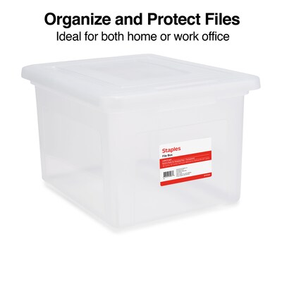 Staples Hanging File Box, Snap Lid, Letter/Legal Size, Clear (TR57620)