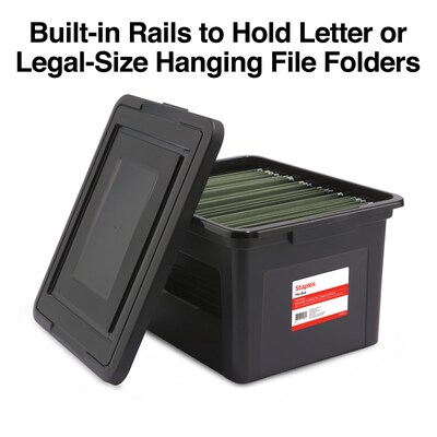 Staples Hanging File Box, Snap Lid, Letter/Legal Size, Black (TR57619)