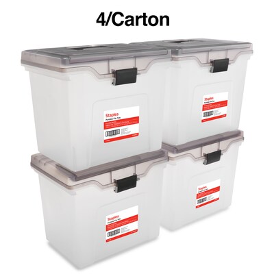 Staples Portable File Tote, Letter Size, Clear, 4/Carton (TR58298CT)