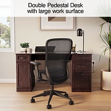 Quill Brand® Kendall Park Double Pedestal Desk, Cherry (52105)