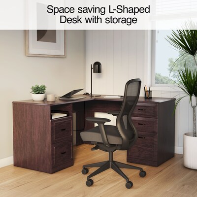Quill Brand® Kendall Park 59"W L-Shaped Desk, Cherry (52493)