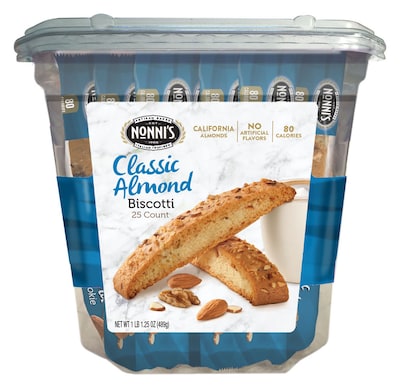 Nonni’s individually wrapped Classic Almond Italian Biscotti Cookies, 17.25 oz., 25 Packs/Box (NSD19