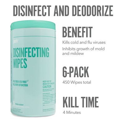Perk™ Disinfecting Wipes, Fresh, 75 Wipes, 6/Carton (PK56664CT)