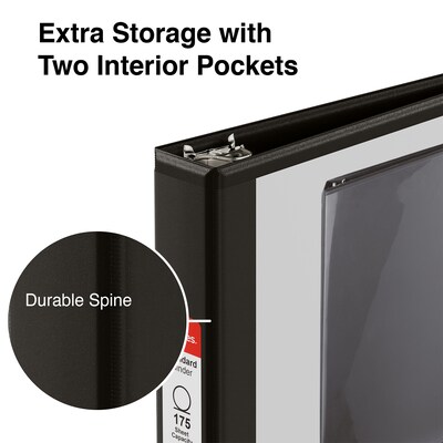 Staples Standard 1" 3-Ring View Binders, Black, 12/Carton (26431CT)