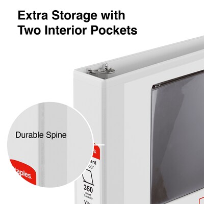 Staples Standard 1 1/2" 3-Ring View Binders, White, 12/Carton (26438CT)