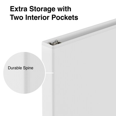 Simply .5-inch Round 3-Ring View Binder, White (21682)