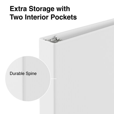 1" Simply™ View Binders with Round Rings, White