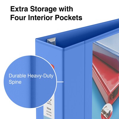 Staples® Heavy Duty 4" 3 Ring View Binder with D-Rings, Periwinkle (ST56293-CC)