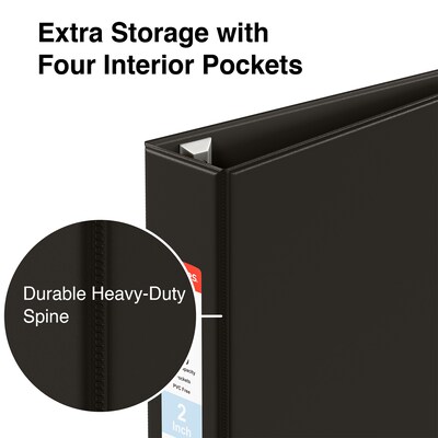 Staples Heavy Duty 2" 3-Ring Non-View Binder, D-Ring, Black (ST56239-CC)